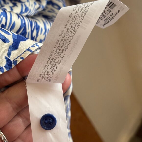 Zara Womens Satin Effect Blue/White Paisley Printed collared Blouse SZ: XL - Picture 8 of 12